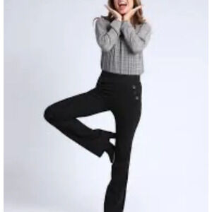 BetaBrand Womens M Black Yoga Straight Leg Nautical Button Pocket Casual Pants